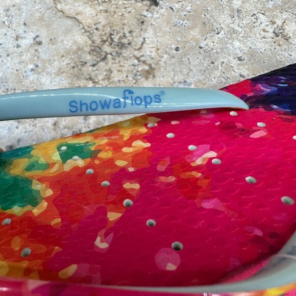 SHOWAFLOPS Flip Flop Sandals Womens Size 9/10 Multicolor Tie Dye Slides Thongs - Picture 8 of 8